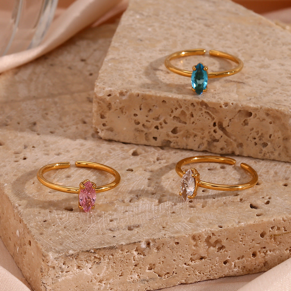 Marquise Red Zircon Open Ring