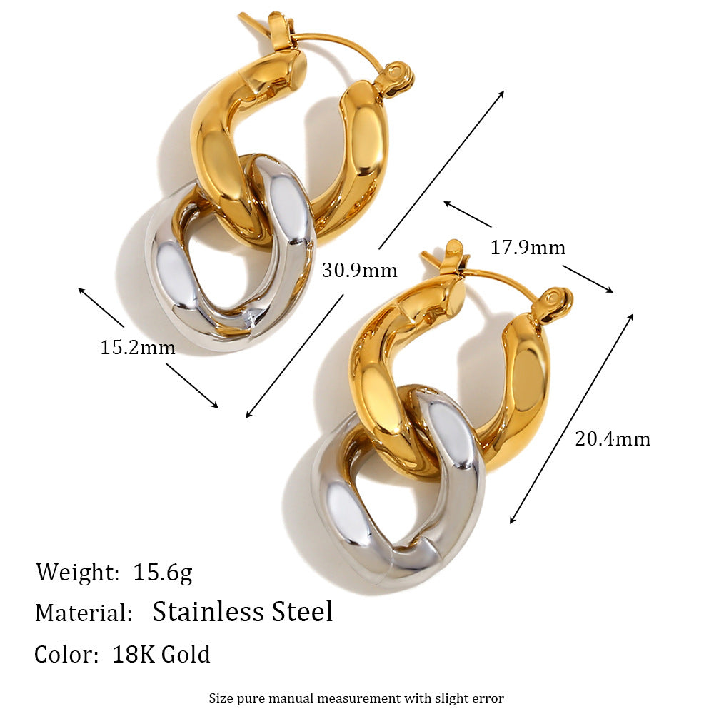 Size Details of Two-tone chain link earrings