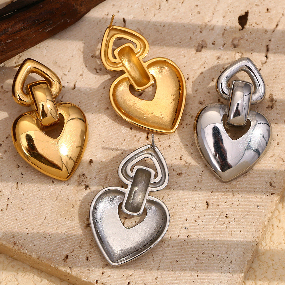 Heart Hoop Silver Earrings
