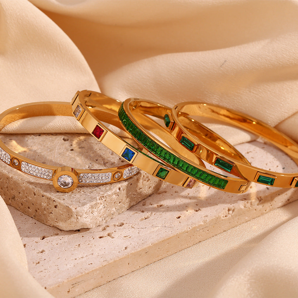 Gold Bracelet With Colorful Zircon