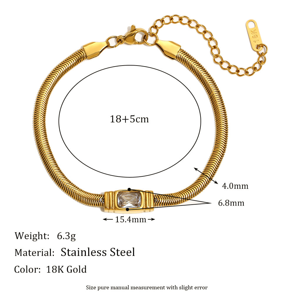 Clear Zircon Snake Chain Bracelet
