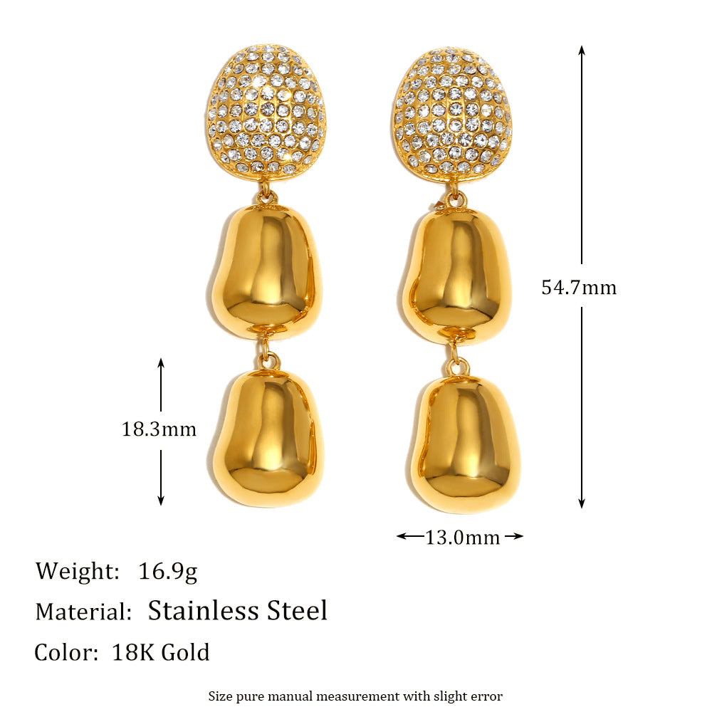 Size details of Gold peanut drop earrings – 18K gold-plated with zircon, waterproof, anti-tarnish by STUD (Shop Till You Drop)