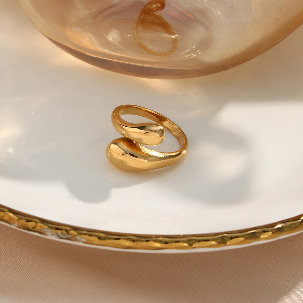 Minimalist Adjustable Teardrop Snake Ring | 18K Gold-Plated Stainless Steel