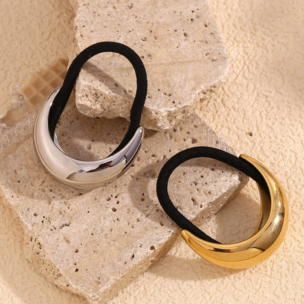 Minimalist Silver Moon Design Hair Tie for Women