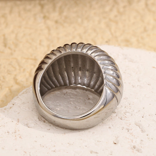 rear view of Chunky silver dome ring