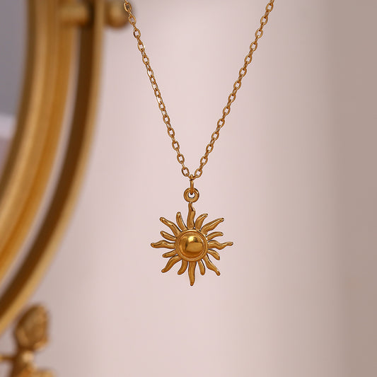 Close View of Titanium steel sun, moon & star pendant necklace – celestial design by STUD-Shop Till You Drop