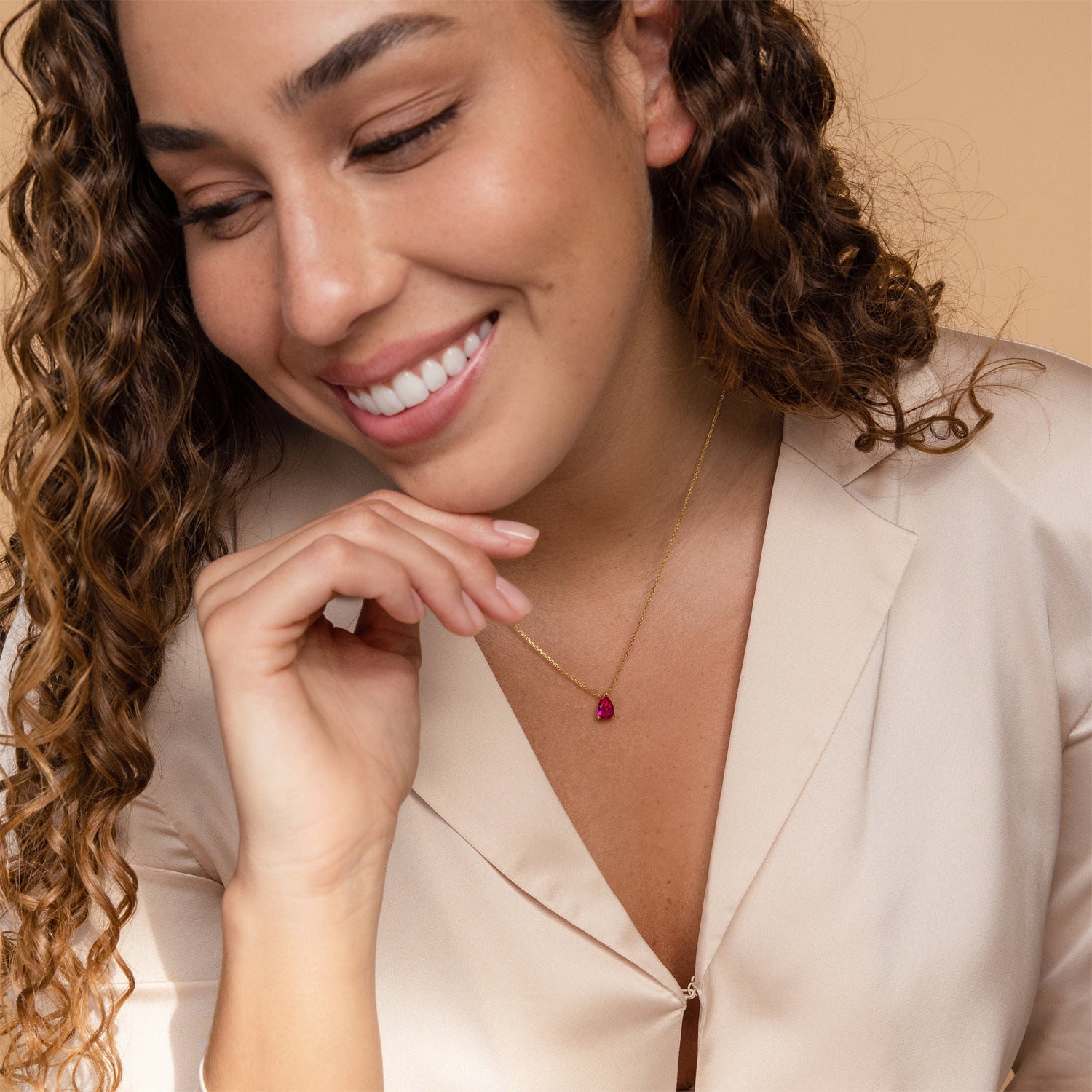 18K gold plated pear-shaped zircon birthstone necklace – elegant clavicle chain by STUD