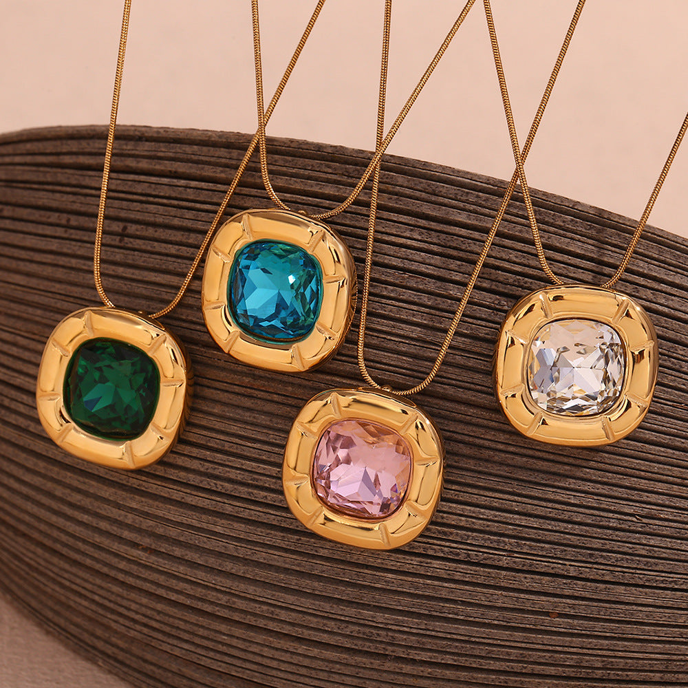 Vintage Green Floral Zirconia Necklace