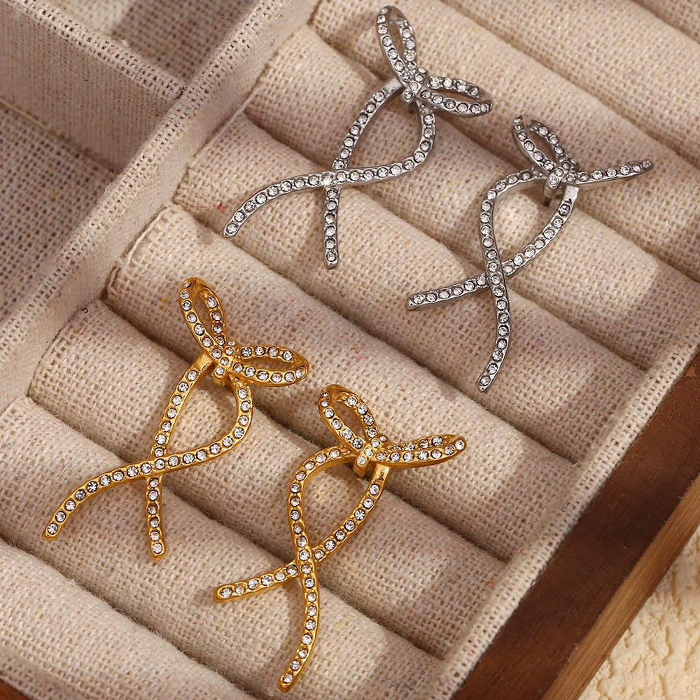 Gold Bow Stud Earrings