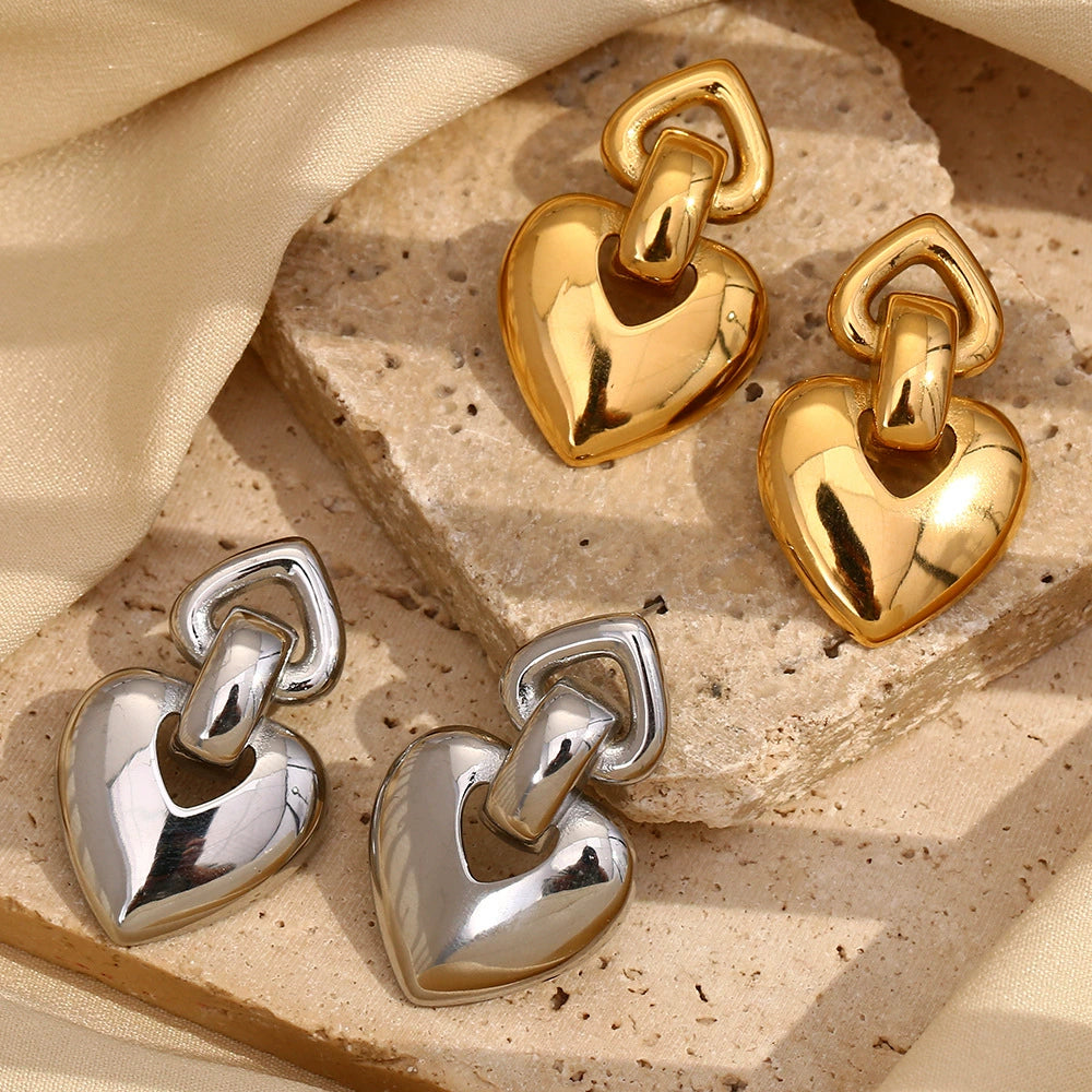 Heart Hoop Silver Earrings