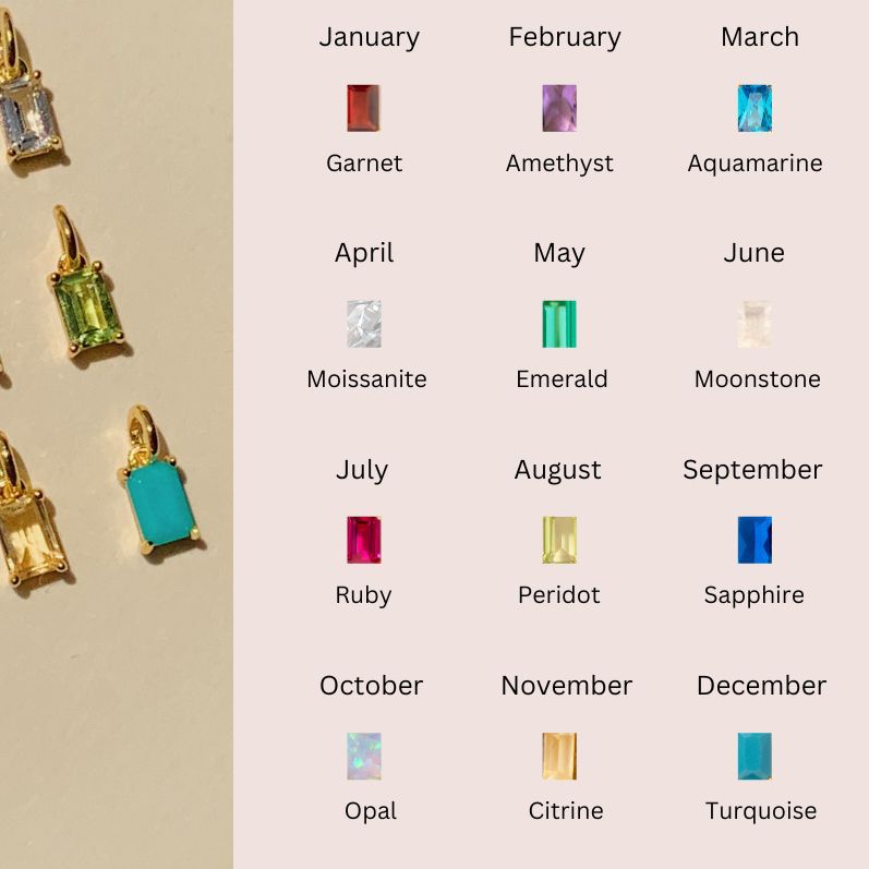 18K gold plated birthstone necklace with zircon rectangular pendant – STUD