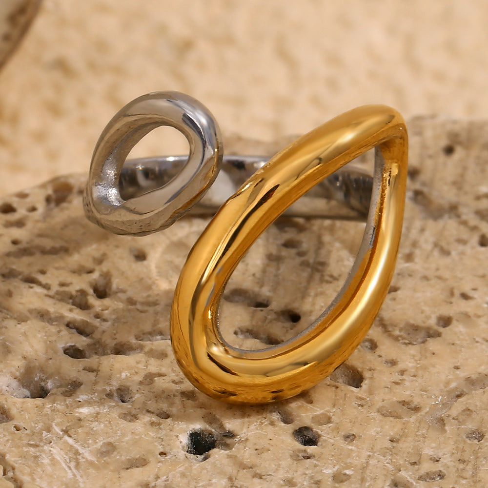 Two-Tone Waterdrop Open Ring