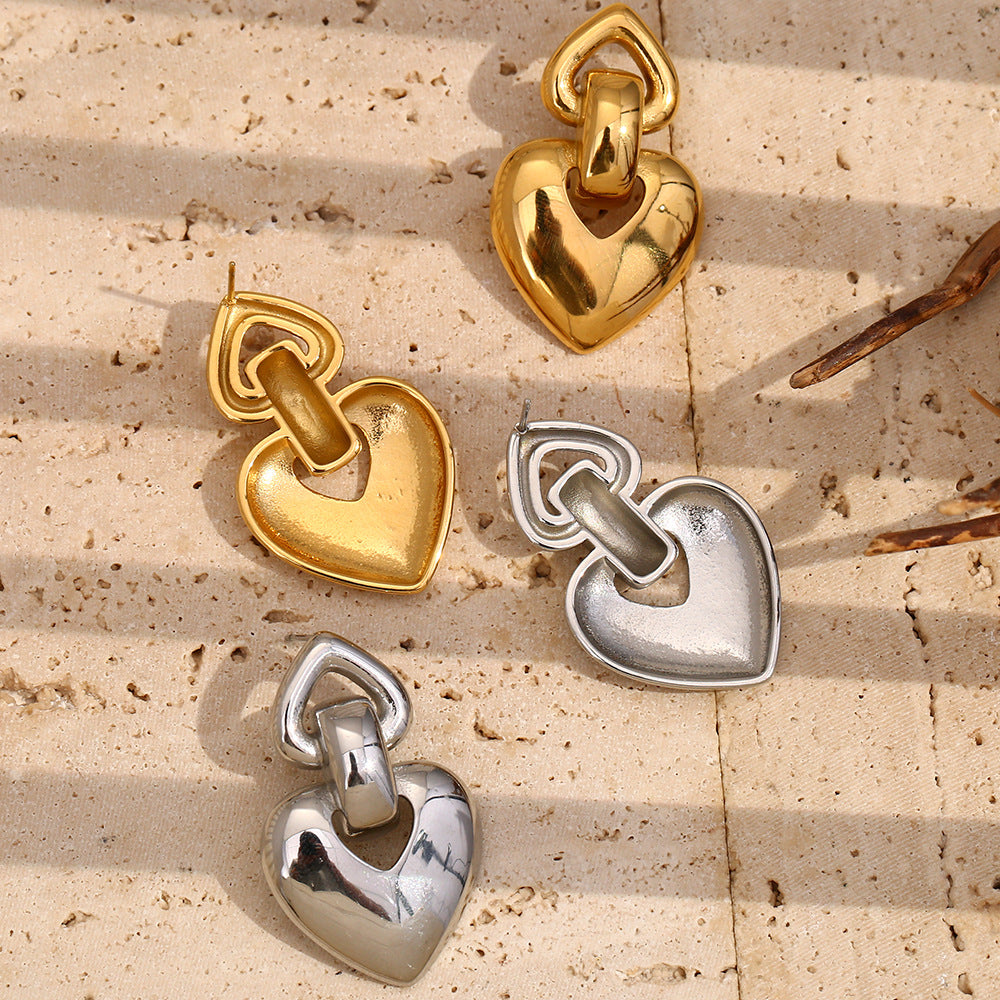 Heart Hoop Silver Earrings