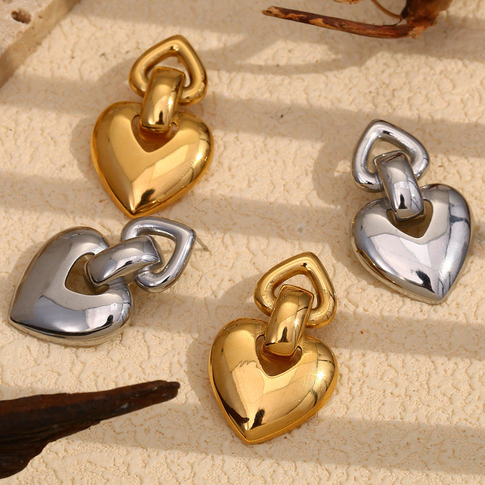 Heart Hoop Silver Earrings