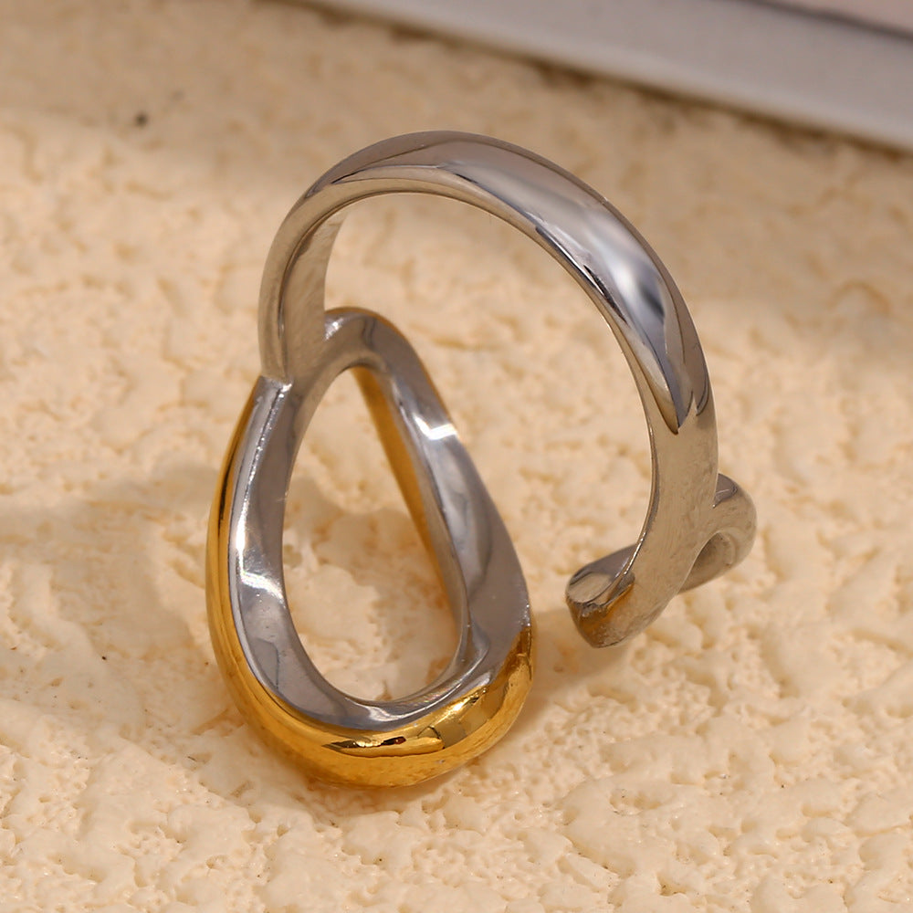 Two-Tone Waterdrop Open Ring