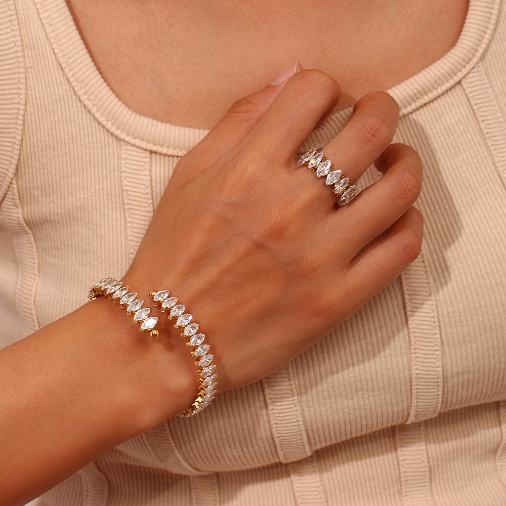 Gold and Diamond-Accented Adjustable Bracelet