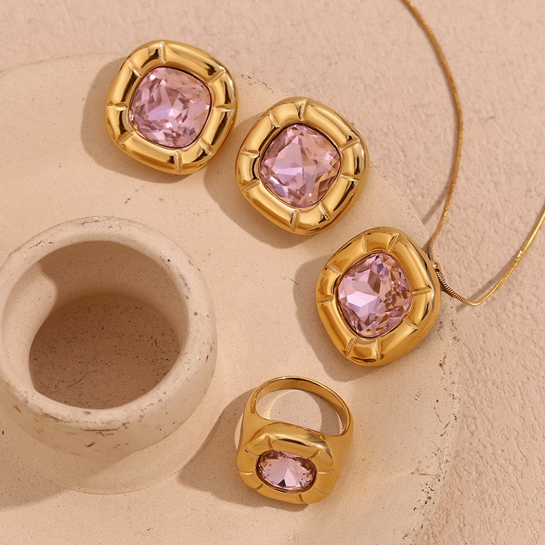 Vintage Pink Floral Zirconia Ring