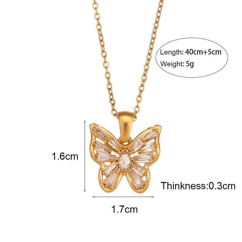 Size Details of Clear zircon butterfly pendant necklace – STUD-Shop Till You Drop