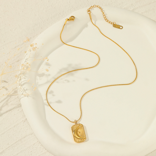 Celestial Charm: Moon Pendant 14K Gold Necklace