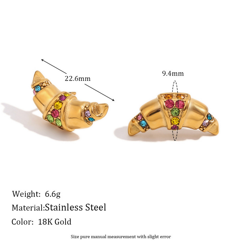 Size Details of 18K gold-plated croissant earrings with colorful rhinestones – waterproof, hypoallergenic by STUD (Shop Till You Drop)