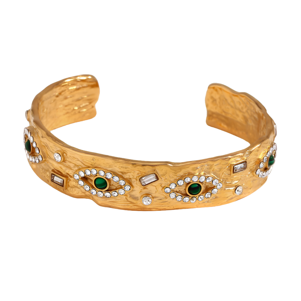 Gold evil eye bracelet with zirconia stones – symbolic jewelry – STUD
