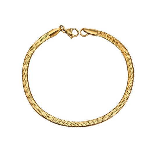 Minimalist gold snake chain bracelet with smooth finish – waterproof and rust-free – STUD