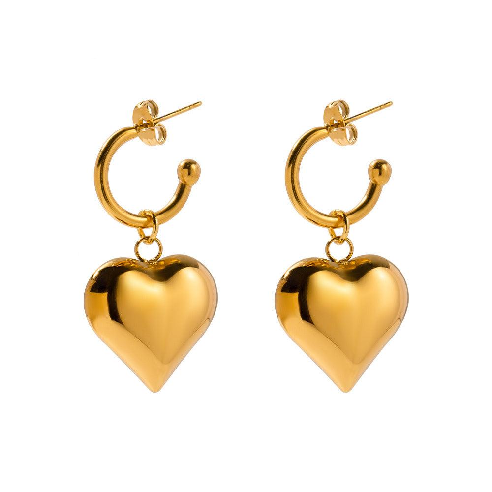 Vintage 18K Gold French Heart-Shaped Hoops