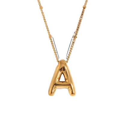 Close View of Balloon letter pendant necklace – 18K gold plated playful design by STUD-Shop Till You Drop