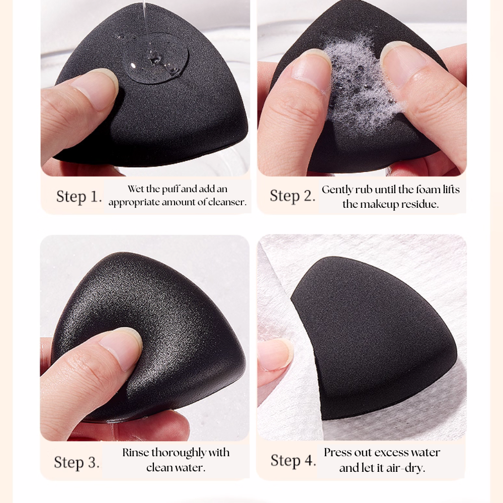 Lishu Black Makeup Puff with Blade Foundation Brush – Perfect Duo for Smooth Base