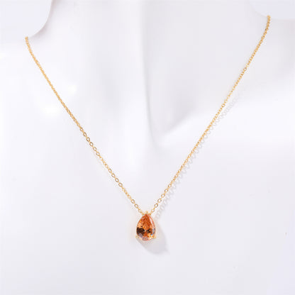 Pear-Shaped Zircon Birthstone Necklace – 18K Gold | STUD