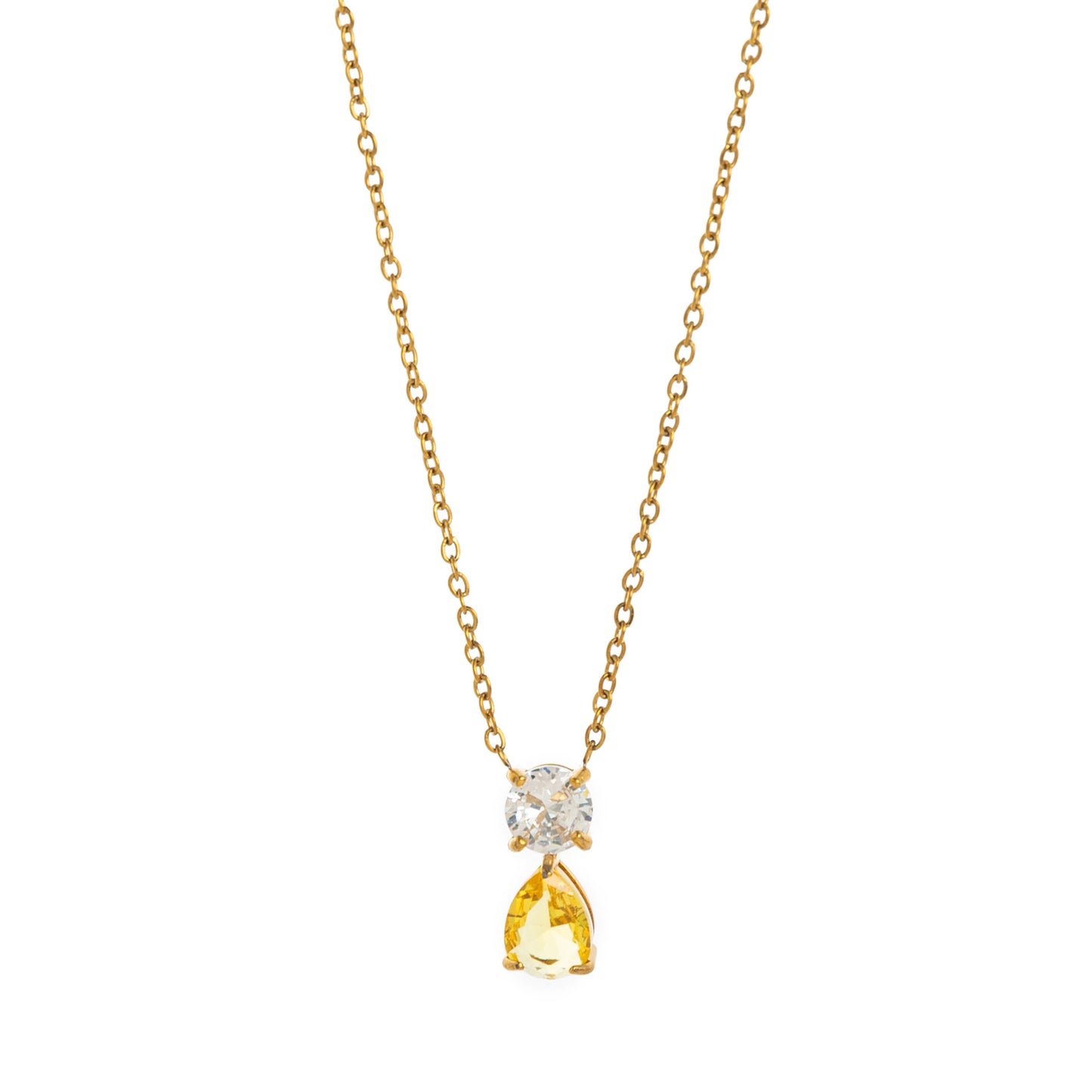 Birthstone Zircon Necklace – 18K Gold Vintage Pendant | STUD