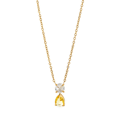 Birthstone Zircon Necklace – 18K Gold Vintage Pendant | STUD