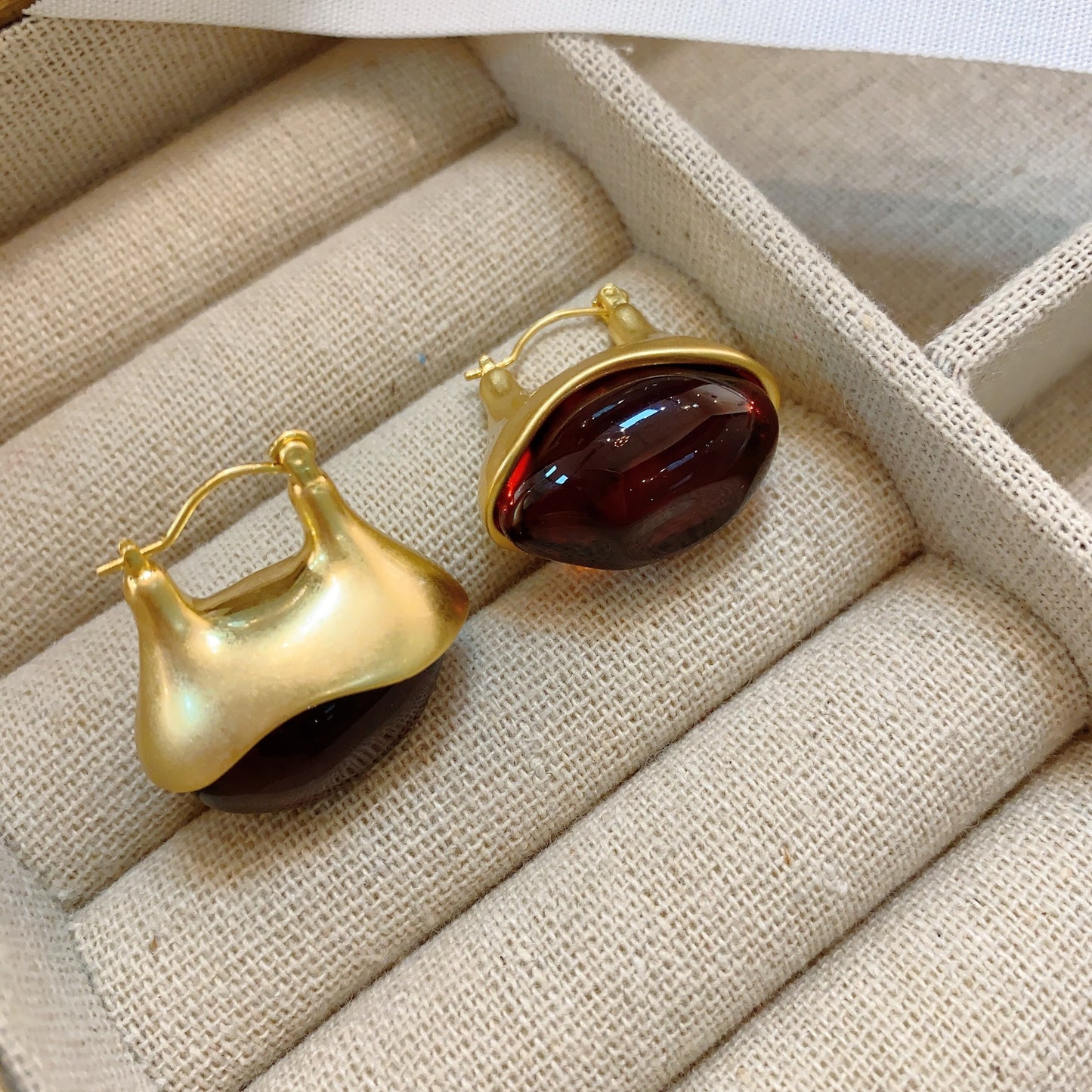 Vintage Brown Glass Drop Earrings