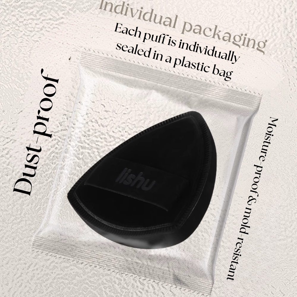 Lishu black triangle makeup puff for flawless base application – reusable for dry and wet use
