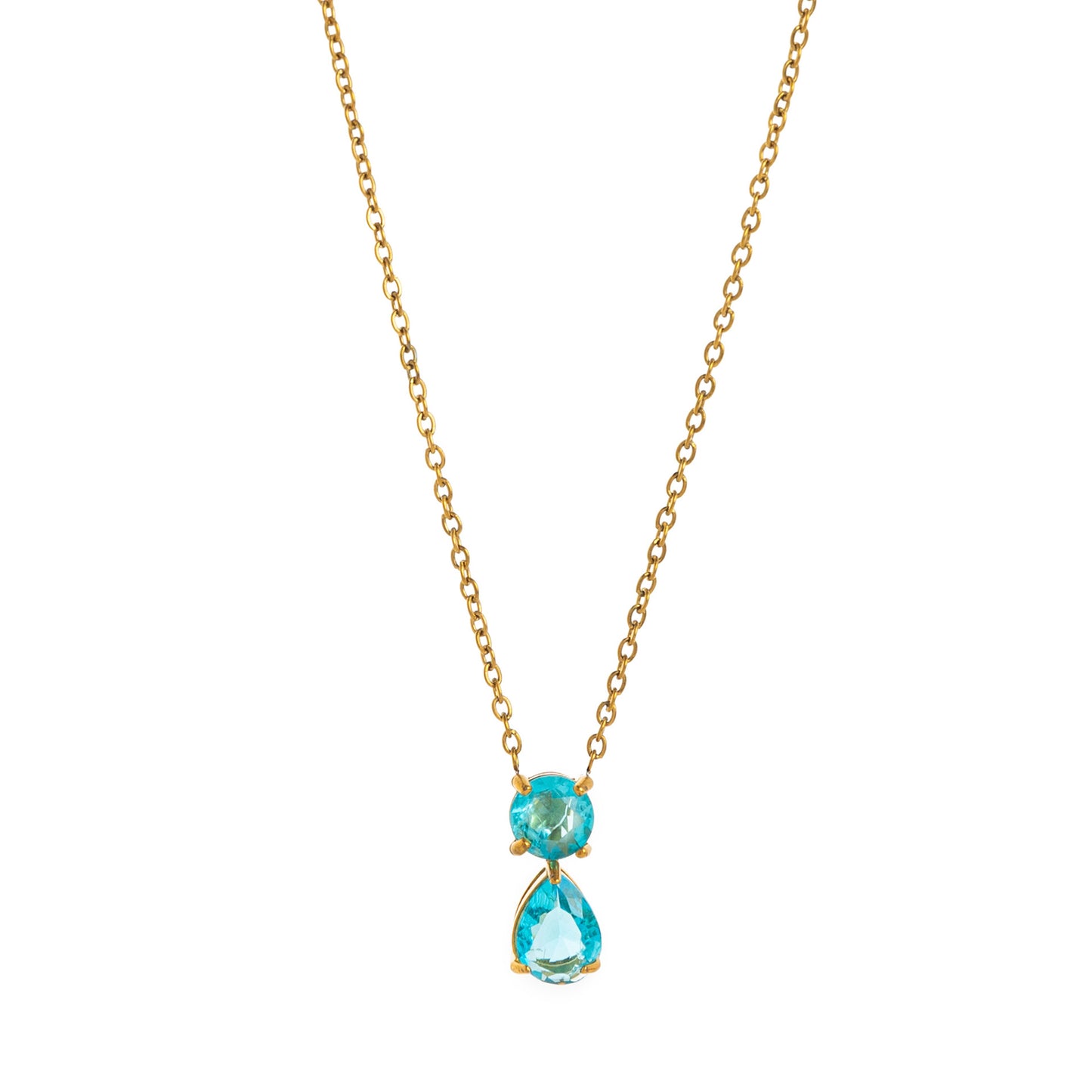 Birthstone Zircon Necklace – 18K Gold Vintage Pendant | STUD