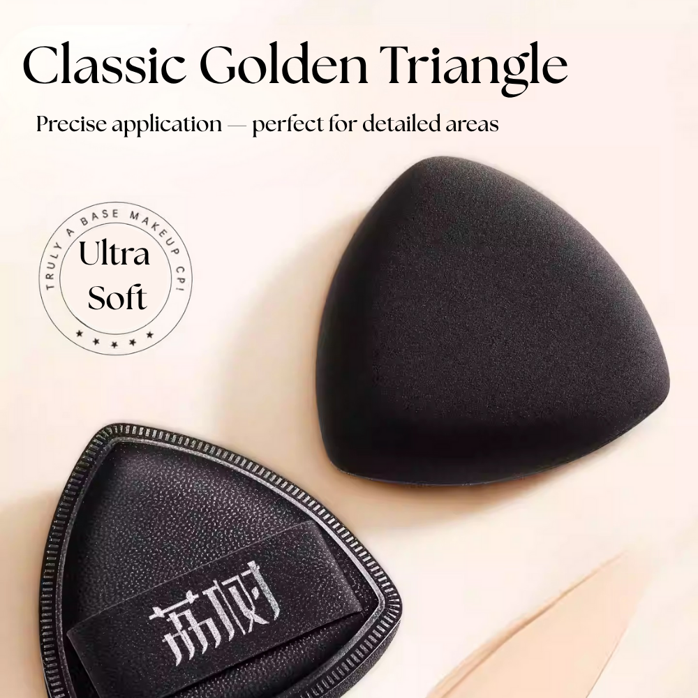 Lishu black triangle makeup puff for flawless base application – reusable for dry and wet use