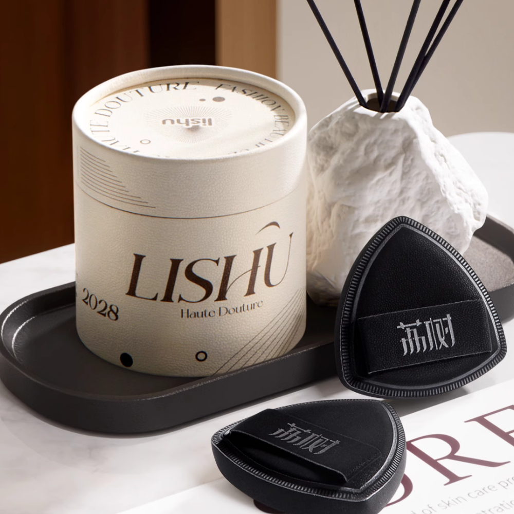 Lishu black triangle makeup puff for flawless base application – reusable for dry and wet use