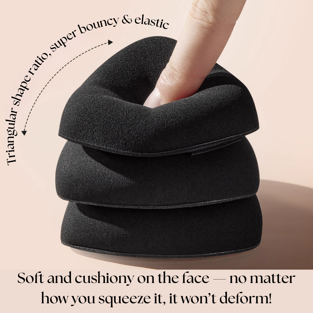 Lishu black triangle makeup puff for flawless base application – reusable for dry and wet use