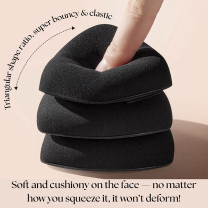 Lishu black triangle makeup puff for flawless base application – reusable for dry and wet use