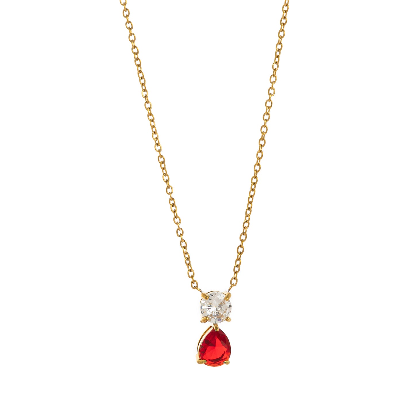 Birthstone Zircon Necklace – 18K Gold Vintage Pendant | STUD