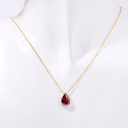 Pear-Shaped Zircon Birthstone Necklace – 18K Gold | STUD