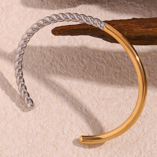 Two-tone gold and silver bracelet with adjustable fit – minimalist style – STUD

