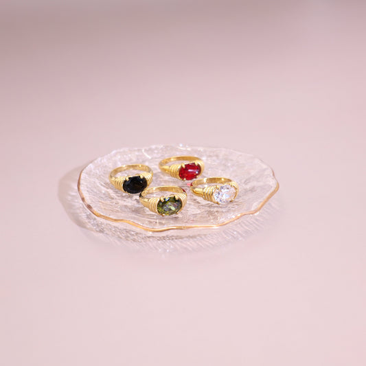 Oval Zircon Statement Rings by STUD