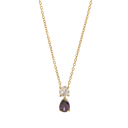Birthstone Zircon Necklace – 18K Gold Vintage Pendant | STUD