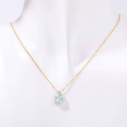 Pear-Shaped Zircon Birthstone Necklace – 18K Gold | STUD