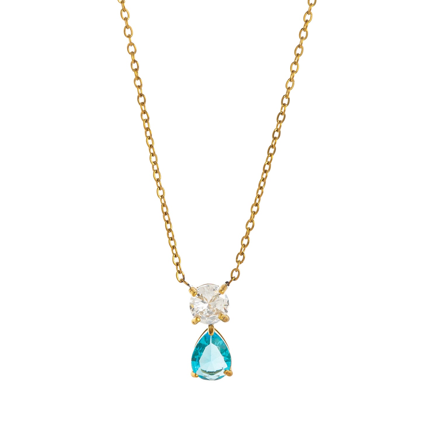 Birthstone Zircon Necklace – 18K Gold Vintage Pendant | STUD