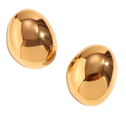 Close view of Hollow gold teardrop bead earrings – 18K gold-plated, 3D sculptural design, waterproof by STUD (Shop Till You Drop)
