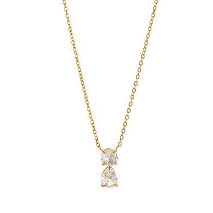 Birthstone Zircon Necklace – 18K Gold Vintage Pendant | STUD