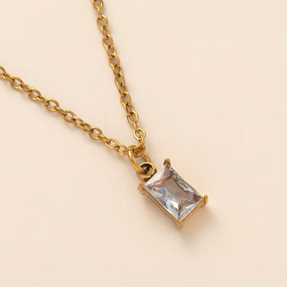 Zircon Birthstone Necklace – 18K Gold Pendant | STUD