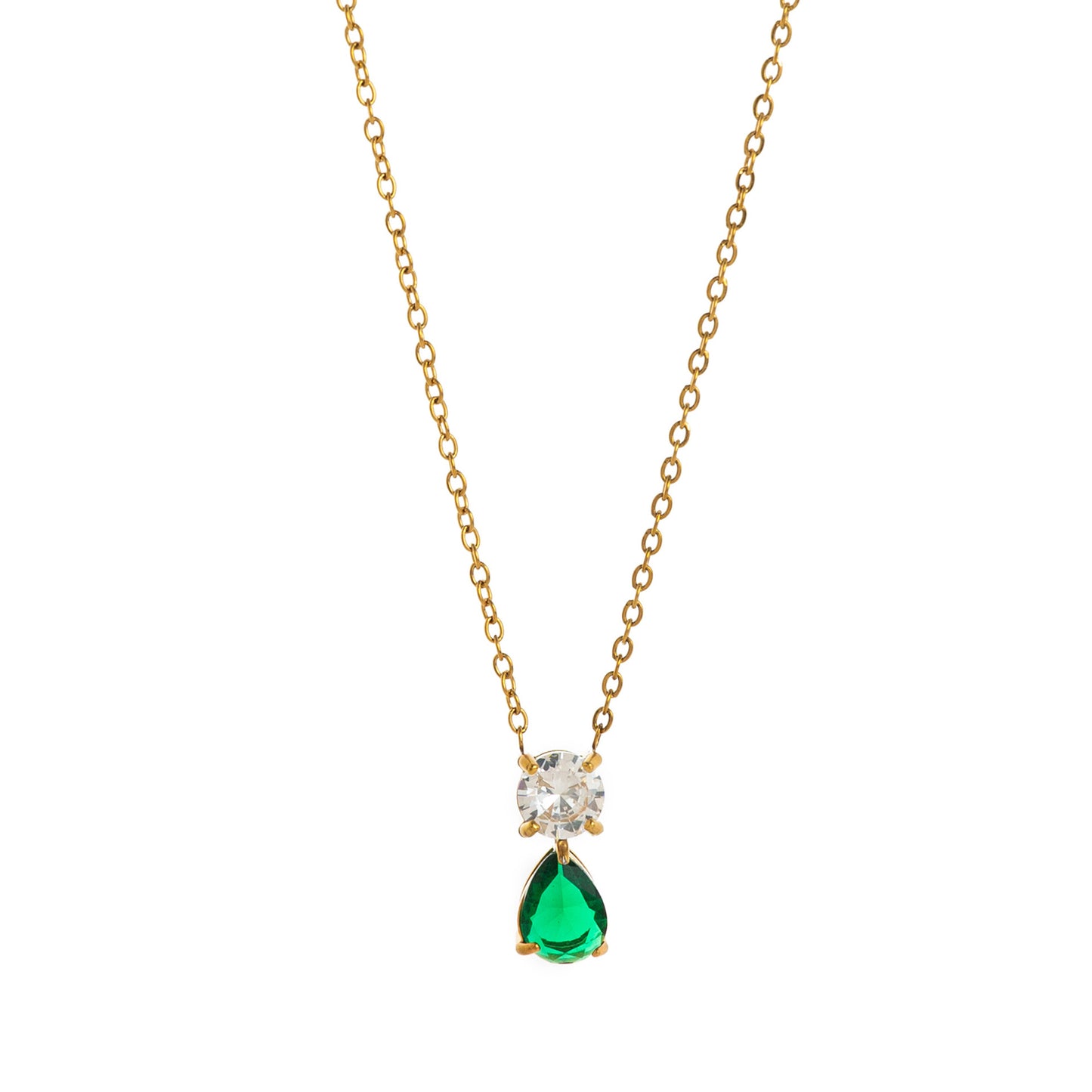 Birthstone Zircon Necklace – 18K Gold Vintage Pendant | STUD